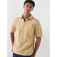 Hugo Dasillo Open Neck Polo Shirt - Beige