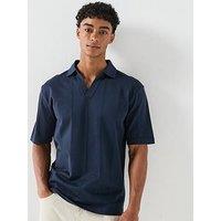 Hugo Dasillo Open Neck Polo Shirt - Navy
