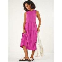 Roman Tiered Midi Smock Dress