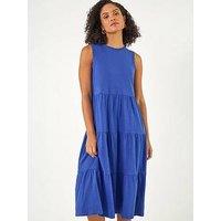 Roman Tiered Midi Smock Dress