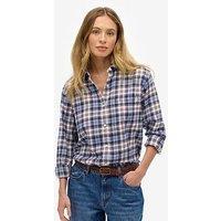 Superdry Check Flannel Boyfriend Shirt - Blue
