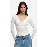 Superdry Athletic Essentials Pointelle Cardigan- Cream