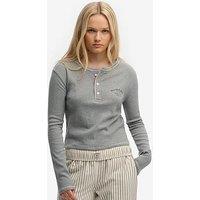 Superdry Athletic Button Down Long Sleeve Top - Grey