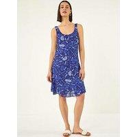 Roman Floral Print Double Layer Dress