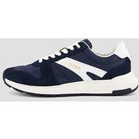 Hugo Suede Trim Trainers With Logo Details - Navy