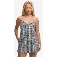 Superdry Gingham Cami Playsuit - Navy