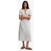 Superdry Print Button Short Sleeve Midi Tea Dress - White