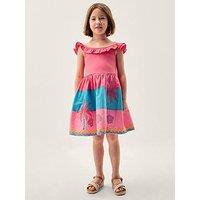 Monsoon Girls Colorblock Shell Applique Dress - Pink