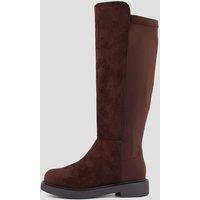 The Very Collection Womens Real Suede Side Zip Low Block Heel Knee Boots - Tan