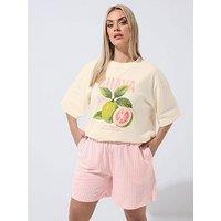 Yours Curve Gingham Jersey Shorts Co-Ord - Pink