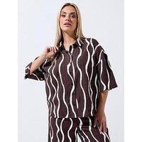 Yours Curve Cord Shirt Co-Ord - Brown