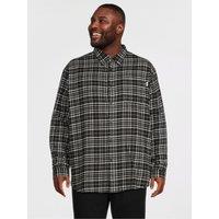 Jack & Jones Plus Frederiksberg Checked Flannel Long Sleeve Shirt - Black