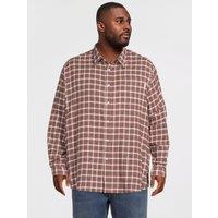 Jack & Jones Plus Frederiksberg Checked Flannel Long Sleeve Shirt - Brown