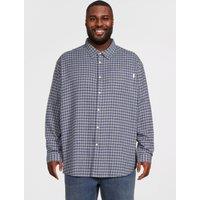 Jack & Jones Plus Frederiksberg Checked Flannel Long Sleeve Shirt - Blue