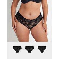 Yours Curve 3 Pack Lace Brazilian Briefs