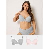 Yours Curve 2 Pack Cotton Lace Underwire Padded Bra