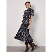 Apricot Scattered Squares Midi Dress - Blue