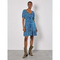 Apricot Sarasa Mallow Flower Bardot Dress - Blue