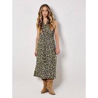Apricot Ikat Animal Zip Dtl Midi Dress
