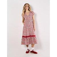 Apricot Floral Anthology Midi Dress - White