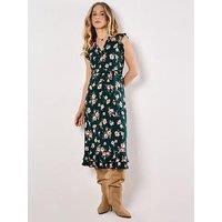 Apricot Rock Cress Floral Ditsy Midi Dress - Green