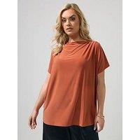 Yours Curve Pleat Detail Shoulder Top - Orange