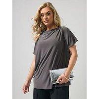 Yours Curve Pleat Detail Shoulder Top - Grey
