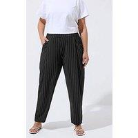 Yours Curve Pinstripe Barrel Trousers