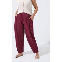 Yours Curve Pinstripe Barrel Trousers