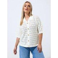 Yours Curve Crochet Shirt - Cream