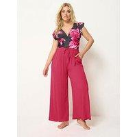Yours Curve Crinkle Trouser - Pink