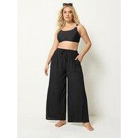 Yours Curve Crinkle Trouser - Black