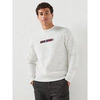 Jack & Jones Men'S Munk Crew Neck Logo Sweatshirt - White