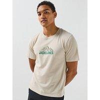 Jack & Jones Men'S Mountain Graphic Roche T-Shirt - Moonbeam