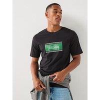Jack & Jones Men'S Graphic Logo Print Short Sleeve T-Shirt - Black