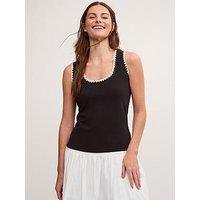 Monsoon Teri Trim Jersey Cami - Black