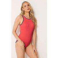 Long Tall Sally Ribbed Sport Swimsuit - Red