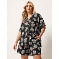 Yours Curve Mystic Sun Co-Ord Shorts - Black