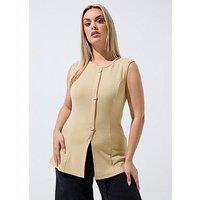Yours Curve Seam Detail Waistcoat - Cream
