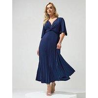 Yours Curve Knot Detail Angel Sleeve Maxi Dress - Blue