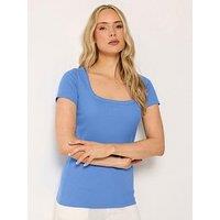 Long Tall Sally Square Neck Rib T-Shirt - Blue