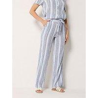 Long Tall Sally Stripe Print Trousers 36" - White