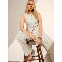 Long Tall Sally Pinstripe Linen Waistcoat - White