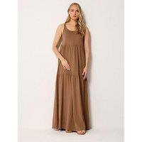 Long Tall Sally Sleeveless Tiered Maxi Dress - Brown