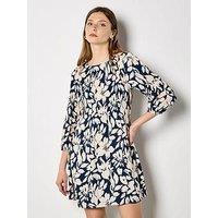 Apricot Printed Plisse Mini Dress - Blue