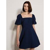 Apricot Fit Flare Volume Slv Mini Dress