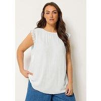 Yours Curve Crinkle Crochet Vest - White