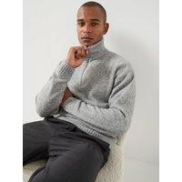 Jack & Jones Mens Soho Ollie Loose Fit Half Zip Knitted Jumper - Light Grey