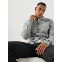 Jack & Jones Mens Polo Collar Button-Through Cardigan - Light Grey Melange
