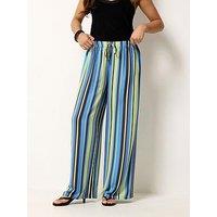 Pixiegirl Petite Stripe Print Wide Leg Trousers - Blue